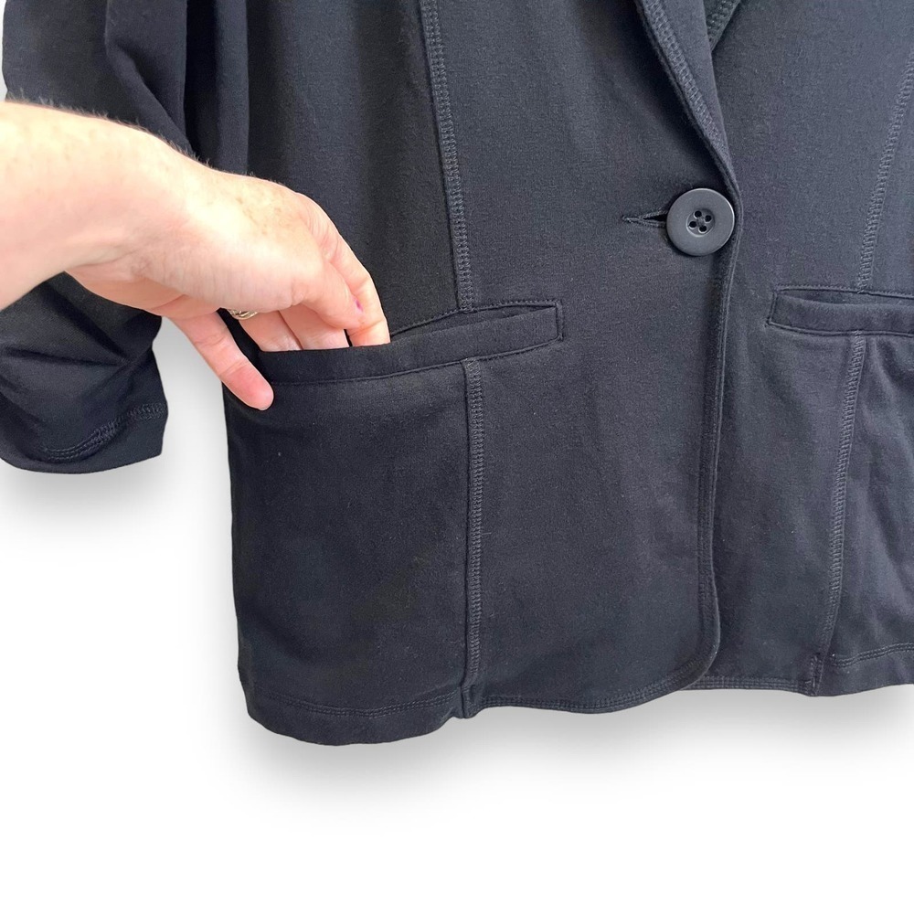 Susan Graver Jacket Womens XXS Black Cotton Single Button Casual Blazer Y2K - Picture 3 of 11